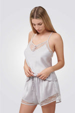 סט בייבידול סאטן עם תחרה 2 חלקים