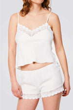 מכנסיי פיג'מה קצרים STORY בצבע לבן