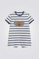 אוברול קצר עם פסים ודובון