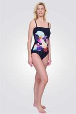 בגד ים שלם הדפס פרחים שחור ENCHANTED SUN