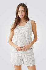 פיג'מת גופיה וואפל קצרה פרחונית