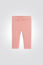 מכנסי טייץ סריג עם חגורה אלסטית בצבע ורוד