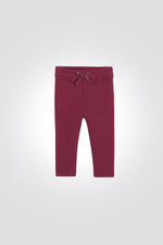 מכנסי טייץ סריג עם חגורה אלסטית בצבע בורדו