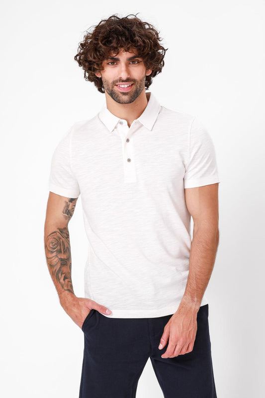 חולצת קצרה פולו צבע לבן - MASHBIR//365