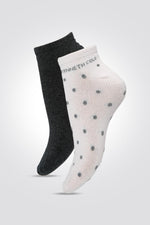 KENNETH COLE - 2 זוגות קרסוליות אפור-ורוד נקודות - MASHBIR//365