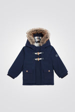 מעיל דוחה מים בריפוד פרווה בצבע נייבי