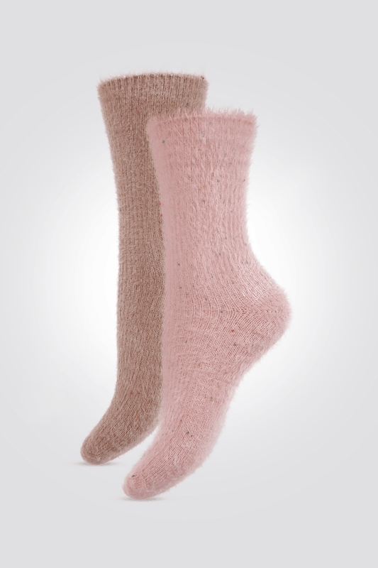 2 זוגות גרביים פלאפי RIB ורוד-חום - MASHBIR//365