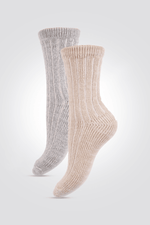 2 זוגות גרבי פלאפי MELANGE RIB אפור-בז' - MASHBIR//365