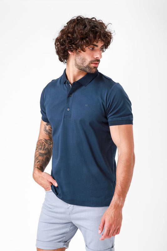 חולצת פולו קצרה צבע נייבי - MASHBIR//365