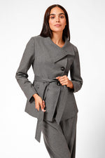 ג'קט מחוייט סגירת אלכסון בצבע אפור - MASHBIR//365