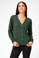 קרדיגן בייסיק מחשוף וי בצבע ירוק - MASHBIR//365