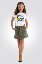 OKAIDI - חצאית מיני ילדות בצבע חאקי - MASHBIR//365