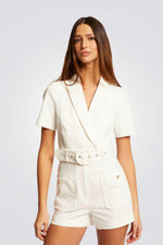 MORGAN - אוברול עם חגורה בצבע OFF WHITE - MASHBIR//365