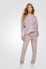 TEHABAD - פיג'מת קטיפה עם קפוצ'ון בצבע רוז גולד - MASHBIR//365