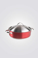 ARCOSTEEL - פרופשיונל סיר סוטאז' 27X7 ס"מ עם מכסה - אדום - MASHBIR//365