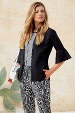 PUNT ROMA - ג'קט אלגנט עם שרוולי 3/4 בצבע שחור - MASHBIR//365