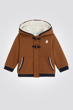 OBAIBI - ג'קט מעיל תינוקות בד עם קאפושון בצבע קאמל עם דמוי פרווה פנימית - MASHBIR//365