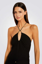 MORGAN - גופיה עם פרטי שרשרת בצבע שחור - MASHBIR//365