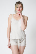 KENNETH COLE - גופייה בשילוב תחרה קרם - MASHBIR//365