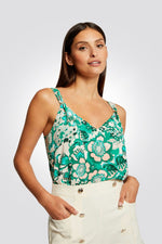 MORGAN - גופייה הדפס צמחי מולטיקו בצבע טורקיז - MASHBIR//365