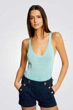 MORGAN - גופיית סריג בצבע תכלת - MASHBIR//365