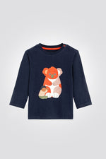 OBAIBI - טי שירט לתינוקות שרוול ארוך הדפס קאולה כתומה על כחול - MASHBIR//365