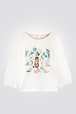 OBAIBI - טי שירט שרוול ארוך לתינוקות עם הדפס פרחים בירוק ודובי חום - MASHBIR//365