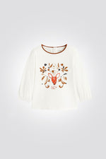 OBAIBI - טי שירט תינוקות שרוול ארוך תפוח הדפס במבי כתום - MASHBIR//365