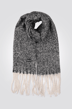 KENNETH COLE - צעיף עבה עם פרנזים בצבע אפור כהה - MASHBIR//365