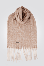 KENNETH COLE - צעיף עבה עם פרנזים בצבע בז' - MASHBIR//365