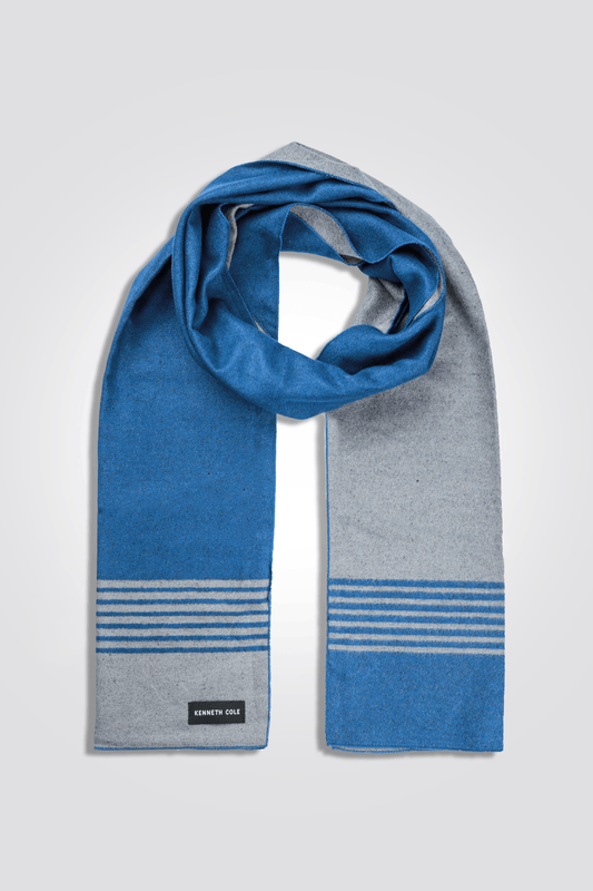 KENNETH COLE - צעיף פסים בצבע אפור כחול - MASHBIR//365