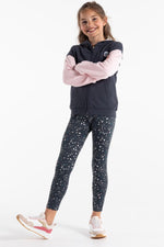 OKAIDI - טייץ לילדות אפור כהה עם השפרצות צבע בלבן וטורקיז - MASHBIR//365