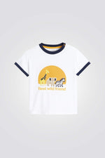 OBAIBI - טישירט בצבע לבן הדפס חיות לתינוקות - MASHBIR//365