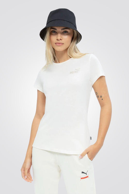 PUMA - טישירט ESS Embroidery Tee לנשים בצבע לבן - MASHBIR//365