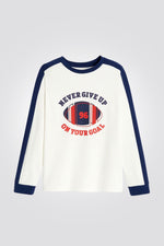 OKAIDI - טישירט ילדים שרוול ארוך לבנה עם הדפס בייסבול - MASHBIR//365