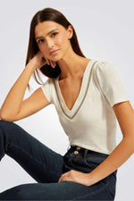 MORGAN - טישירט קצרה בצבע קרם - MASHBIR//365