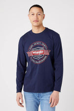 WRANGLER - טישירט נייבי עם לוגו שרוול ארוך - MASHBIR//365