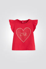 OBAIBI - טישירט שרוול קצר עם לב ניטים באדום - MASHBIR//365