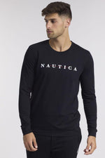 NAUTICA - טישירט שחורה עם כיתוב לוגו - MASHBIR//365