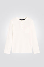 OKAIDI - טישרט ילדים שרוול ארוך עם כפתורים בחזית בלבן - MASHBIR//365