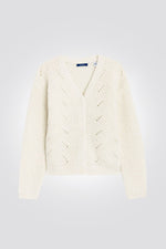 OKAIDI - קרדיגן ילדות צמות מחורר בצבע שמנת - MASHBIR//365