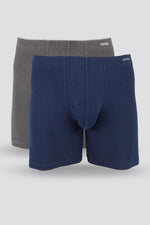 DELTA - מארז 2 תחתוני בוקסר ארוכים COTTON STRETCH אפור וכחול - MASHBIR//365