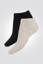 DELTA - מארז 2 זוגות גרביי קרסוליות לורק לנשים בצבע בז' ושחור - MASHBIR//365