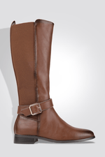 LADY COMFORT - מגף עקב+לייקרה בצבע חום - MASHBIR//365