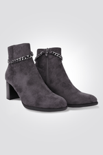 LADY COMFORT - מגפון נוחות עם עקב בצבע אפור מיקרו - MASHBIR//365