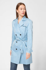 KENNETH COLE - מעיל טרנץ' ארוך בצבע תכלת - MASHBIR//365