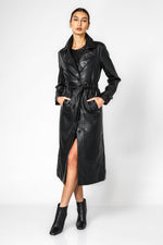 מעיל טרנץ דמוי עור שחור | קנת קול