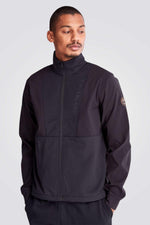 TIMBERLAND - מעיל סופטשל היברידי שחור עם לוגו בחזית - MASHBIR//365