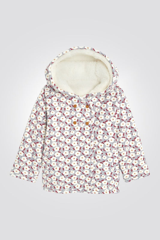 OBAIBI - מעיל תינוקות דו צדדי הדפס פרחים ולבן - MASHBIR//365