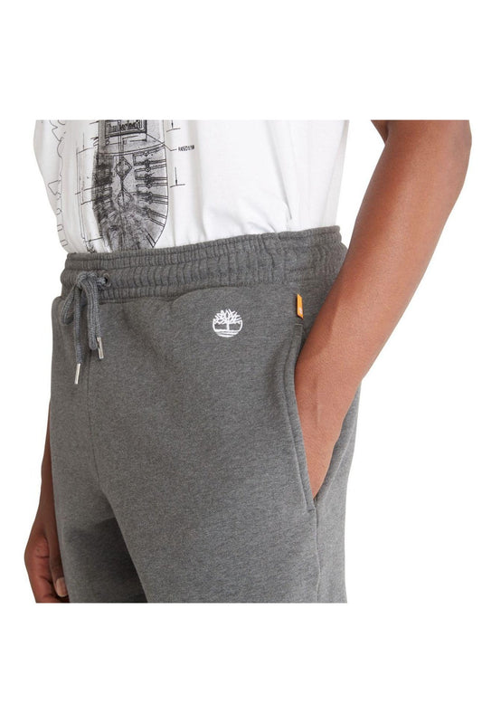 TIMBERLAND - מכנסי טרנינג עם לוגו המותג רקום בצד צבע אפור כהה - MASHBIR//365